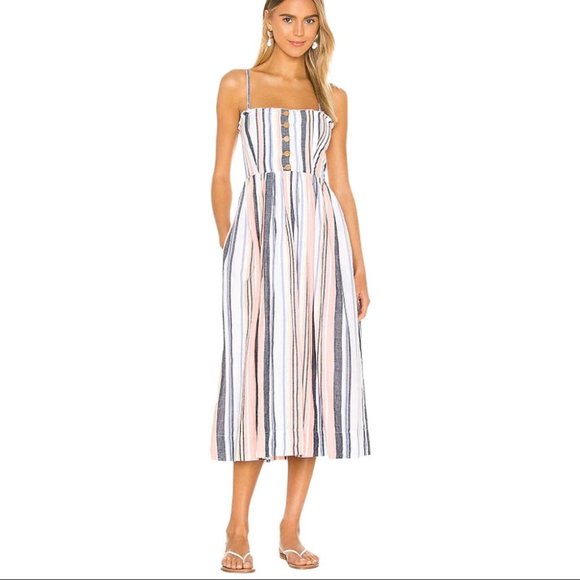 Free People Multicolor Striped Midi Dress - Picture 1 of 8